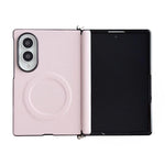 Morsetto laterale Asse centrale Morandi Custodia per telefono magnetica in similpelle tinta unita con texture effetto pelle, For Galaxy Z Fold8 5G
