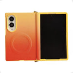 Morsetto laterale, asse centrale, doppia chiusura magnetica, custodia per telefono con texture effetto pelle sfumata colorata, For Galaxy Z Fold8 5G