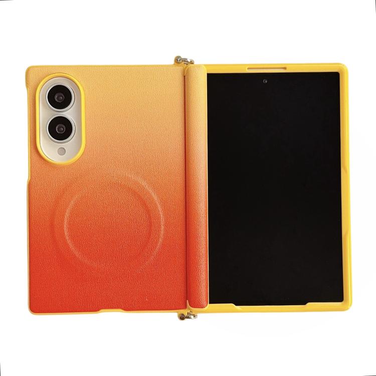 Morsetto laterale, asse centrale, doppia chiusura magnetica, custodia per telefono con texture effetto pelle sfumata colorata, For Galaxy Z Fold8 5G
