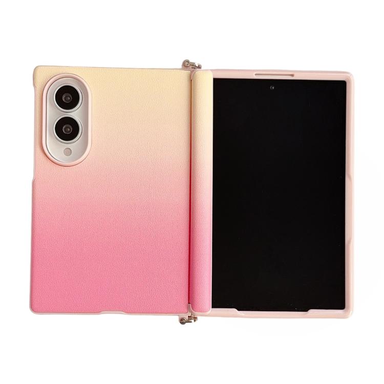 Custodia per telefono con cerniera a morsetto laterale magnetica e texture effetto pelle sfumata colorata., For Galaxy Z Fold8 5G