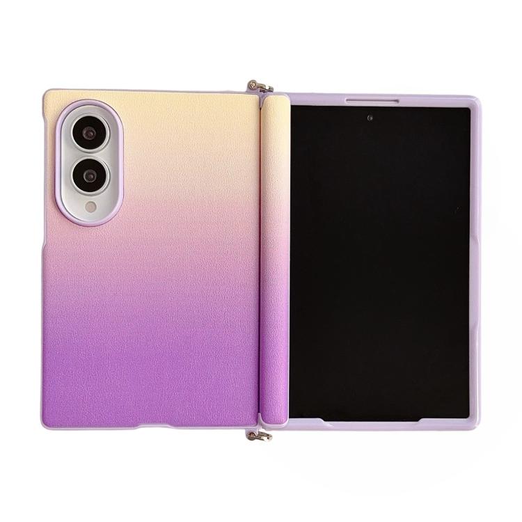 Custodia per telefono con cerniera a morsetto laterale magnetica e texture effetto pelle sfumata colorata., For Galaxy Z Fold8 5G