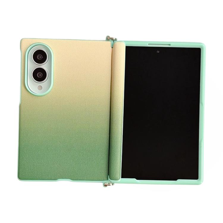 Custodia per telefono con cerniera a morsetto laterale magnetica e texture effetto pelle sfumata colorata., For Galaxy Z Fold8 5G