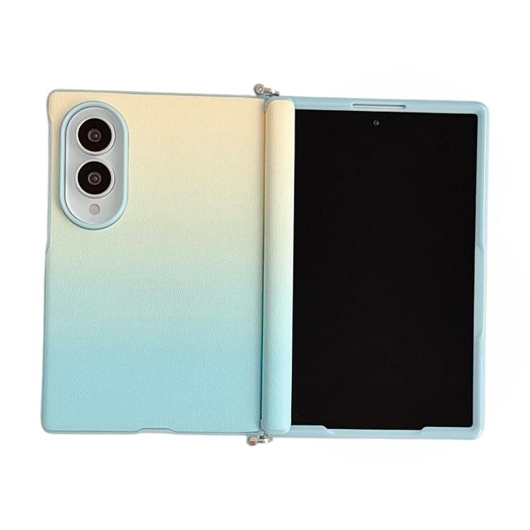 Custodia per telefono con cerniera a morsetto laterale magnetica e texture effetto pelle sfumata colorata., For Galaxy Z Fold8 5G