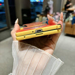 Supporto per telefono con cinturino da polso e doppio magnete laterale ad asse centrale, con texture in pelle sfumata e cinturino da polso., For Galaxy Z Fold8 5G