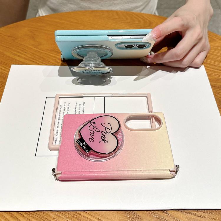 Supporto per telefono con cinturino da polso e doppio magnete laterale ad asse centrale, con texture in pelle sfumata e cinturino da polso., For Galaxy Z Fold8 5G