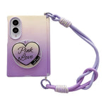 Supporto per telefono con cinturino da polso e doppio magnete laterale ad asse centrale, con texture in pelle sfumata e cinturino da polso., For Galaxy Z Fold8 5G