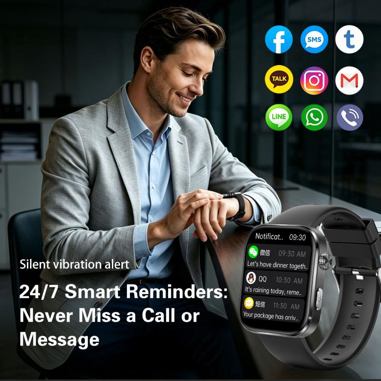 Smartwatch GE53, schermo da 1,92 pollici, chiamate Bluetooth, ECG, frequenza cardiaca ECG, ossigeno nel sangue, pressione sanguigna