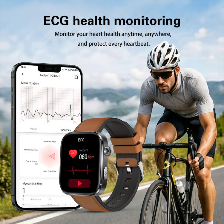 Smartwatch GE53, schermo da 1,92 pollici, chiamate Bluetooth, ECG, frequenza cardiaca ECG, ossigeno nel sangue, pressione sanguigna