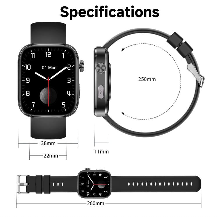 Smartwatch GE53, schermo da 1,92 pollici, chiamate Bluetooth, ECG, frequenza cardiaca ECG, ossigeno nel sangue, pressione sanguigna