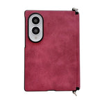 Custodia per telefono in pelle di agnello con morsetto laterale e asse centrale, For Galaxy Z Fold8 5G