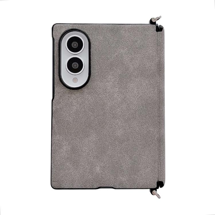 Custodia per telefono in pelle di agnello con morsetto laterale e asse centrale, For Galaxy Z Fold8 5G