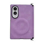 Custodia per telefono magnetica in pelle di agnello con morsetto laterale e asse centrale, For Galaxy Z Fold8 5G