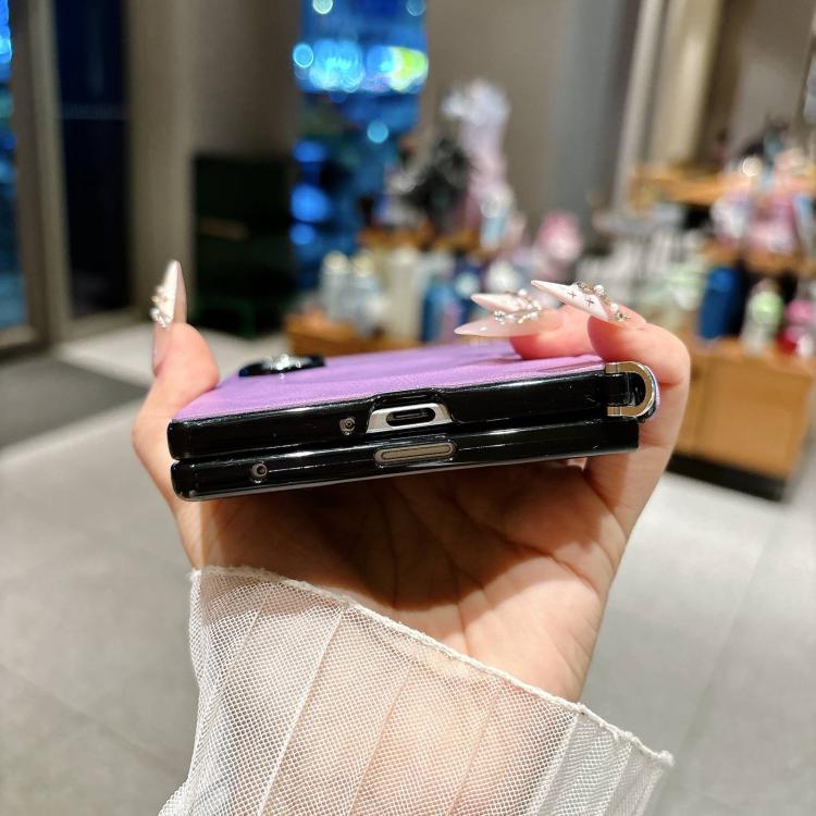 Custodia per telefono magnetica in pelle di agnello con morsetto laterale e asse centrale, For Galaxy Z Fold8 5G