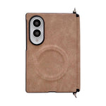 Custodia per telefono magnetica in pelle di agnello con morsetto laterale e asse centrale, For Galaxy Z Fold8 5G