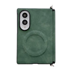 Custodia per telefono magnetica in pelle di agnello con morsetto laterale e asse centrale, For Galaxy Z Fold8 5G