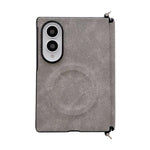 Custodia per telefono magnetica in pelle di agnello con morsetto laterale e asse centrale, For Galaxy Z Fold8 5G