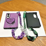 Supporto per telefono magnetico in pelle di agnello con cinturino da polso e morsetto laterale ad asse centrale., For Galaxy Z Fold8 5G