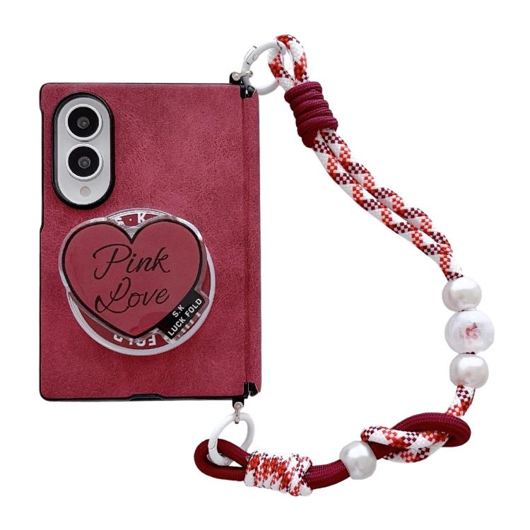 Supporto per telefono magnetico in pelle di agnello con cinturino da polso e morsetto laterale ad asse centrale., For Galaxy Z Fold8 5G