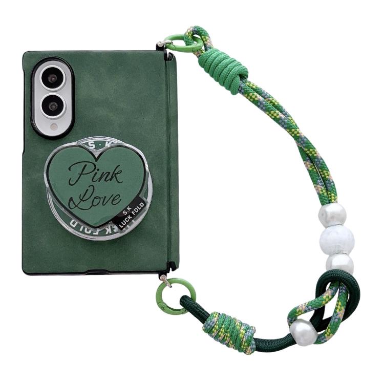 Supporto per telefono magnetico in pelle di agnello con cinturino da polso e morsetto laterale ad asse centrale., For Galaxy Z Fold8 5G