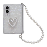Custodia per telefono con cinturino e chiusura magnetica a clip laterale, con texture a guscio perlato e chiusura a bracciale., For Galaxy Z Fold8 5G