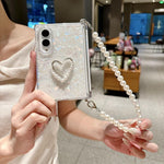 Custodia per telefono con cinturino e chiusura magnetica a clip laterale, con texture a guscio perlato e chiusura a bracciale., For Galaxy Z Fold8 5G