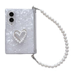 Custodia per telefono con cinturino e chiusura magnetica a clip laterale, con texture a guscio perlato e chiusura a bracciale., For Galaxy Z Fold8 5G