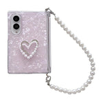 Custodia per telefono con cinturino e chiusura magnetica a clip laterale, con texture a guscio perlato e chiusura a bracciale., For Galaxy Z Fold8 5G