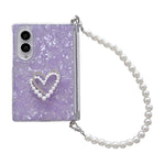 Custodia per telefono con cinturino e chiusura magnetica a clip laterale, con texture a guscio perlato e chiusura a bracciale., For Galaxy Z Fold8 5G