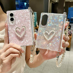 Custodia per telefono con cinturino e chiusura magnetica a clip laterale, con texture a guscio perlato e chiusura a bracciale., For Galaxy Z Fold8 5G