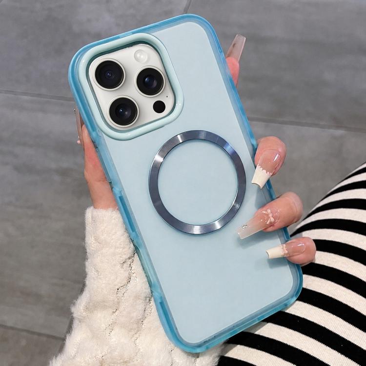 Custodia magnetica per telefono traslucida opaca bicolore, For iPhone 15 Pro Max, For iPhone 15 Pro, For iPhone 15