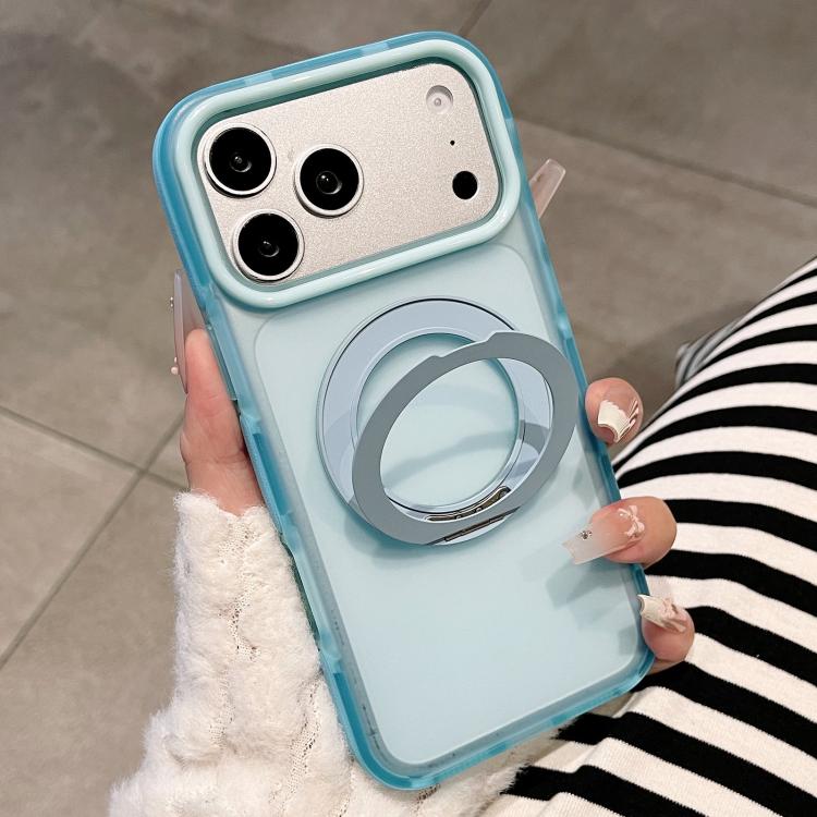 Custodia magnetica per telefono bicolore traslucida opaca con supporto metallico pieghevole, For iPhone 17 Pro Max, For iPhone 17 Pro, For iPhone 17