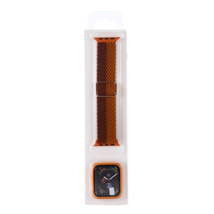 Set composto da cinturino regolabile in nylon intrecciato a righe e custodia per orologio., For Apple Watch Series 9 / 8 / 7 41mm