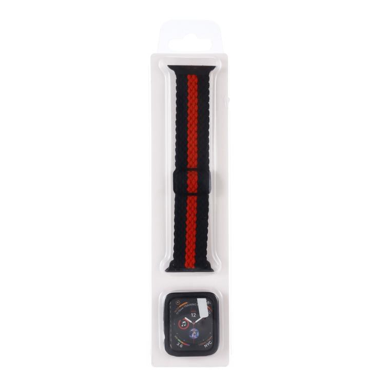 Set composto da cinturino regolabile in nylon intrecciato a righe e custodia per orologio., For Apple Watch Series 11 / 10 46mm
