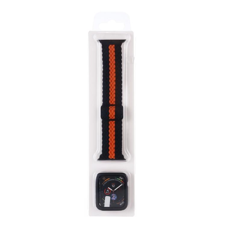 Set composto da cinturino regolabile in nylon intrecciato a righe e custodia per orologio., For Apple Watch Series 6 / 5 / 4 / SE 44mm