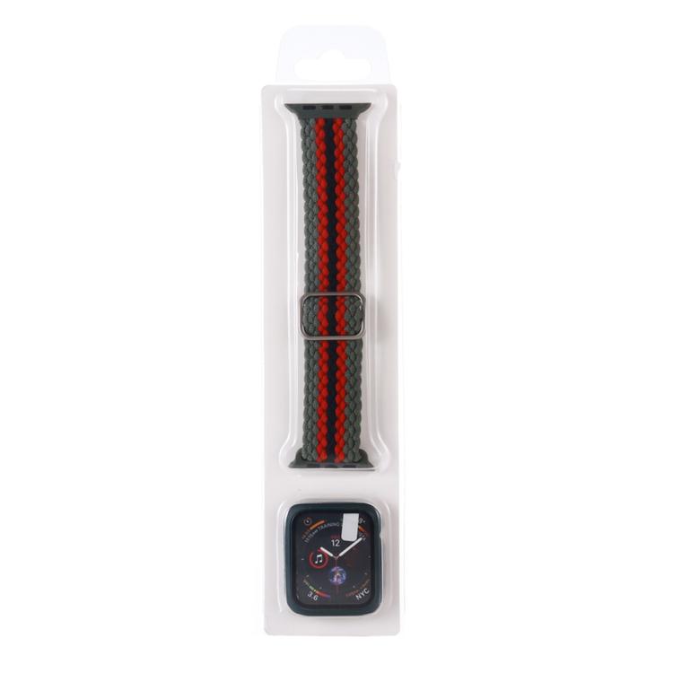 Set composto da cinturino regolabile in nylon intrecciato a righe e custodia per orologio., For Apple Watch Series 6 / 5 / 4 / SE 44mm