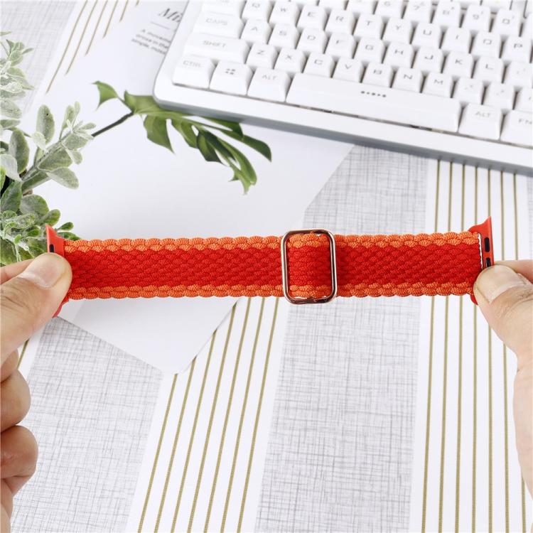 Set composto da cinturino regolabile in nylon intrecciato a righe e custodia per orologio., For Apple Watch Series 9 / 8 / 7 41mm