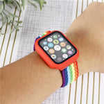 Set composto da cinturino regolabile in nylon intrecciato a righe e custodia per orologio., For Apple Watch Ultra 3 / 2 / 1 Ultra 49mm
