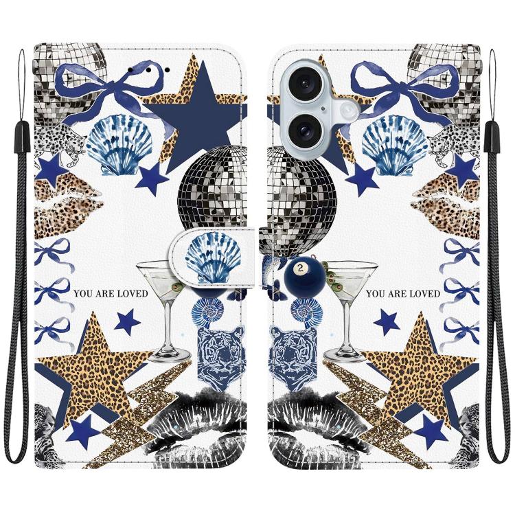 Custodia per telefono in ecopelle con texture cristallina, For iPhone 16 Pro, For iPhone 16 Plus