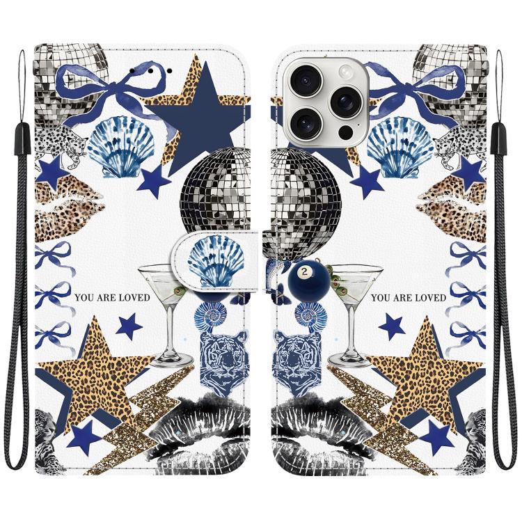 Custodia per telefono in ecopelle con texture cristallina, For iPhone 16, For iPhone 15 Pro Max