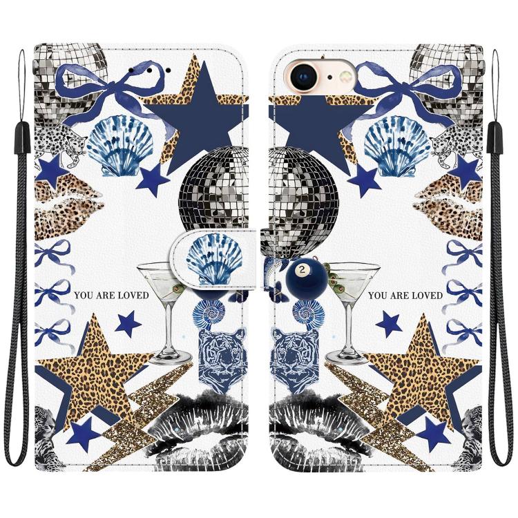 Custodia per telefono in ecopelle con texture cristallina, For iPhone 14 Pro Max, For iPhone SE 2022 / SE 2020 / 7 / 8