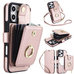 Portafoglio a soffietto con anello, custodia magnetica RFID per telefono con tracolla e cinturino da polso, For iPhone 16 Pro Max, For iPhone 16 Pro