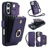 Portafoglio a soffietto con anello, custodia magnetica RFID per telefono con tracolla e cinturino da polso, For iPhone 16 Pro Max, For iPhone 16 Pro