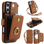 Portafoglio a soffietto con anello, custodia magnetica RFID per telefono con tracolla e cinturino da polso, For iPhone 16 Pro Max, For iPhone 16 Pro