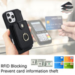 Portafoglio a soffietto con anello, custodia magnetica RFID per telefono con tracolla e cinturino da polso, For iPhone 16 Pro Max, For iPhone 16 Pro