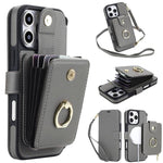 Portafoglio a soffietto con anello, custodia magnetica RFID per telefono con tracolla e cinturino da polso, For iPhone 16 Pro Max, For iPhone 16 Pro