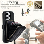 Portafoglio a soffietto con cerniera romboidale, custodia magnetica RFID per telefono con tracolla e cinturino da polso, For iPhone 16 Pro Max, For iPhone 16 Pro