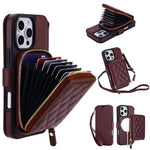 Portafoglio a soffietto con cerniera romboidale, custodia magnetica RFID per telefono con tracolla e cinturino da polso, For iPhone 16 Pro Max, For iPhone 16 Pro