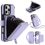 Portafoglio a soffietto con cerniera romboidale, custodia magnetica RFID per telefono con tracolla e cinturino da polso, For iPhone 16 Pro Max, For iPhone 16 Pro