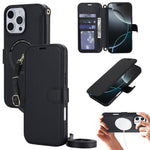 Custodia per telefono in ecopelle con texture litchi, magnetica, RFID, con tracolla e cinturino da polso., For iPhone 16 Pro Max, For iPhone 16 Pro