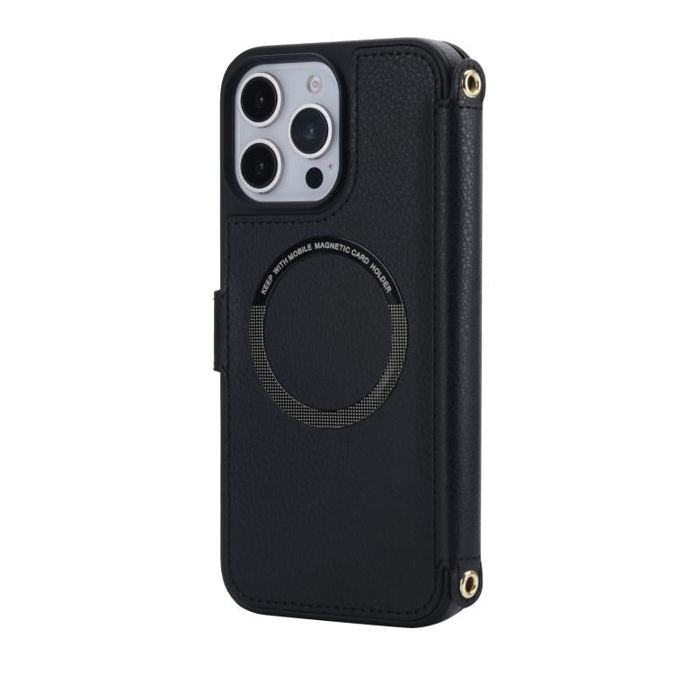 Custodia per telefono in ecopelle con texture litchi, magnetica, RFID, con tracolla e cinturino da polso., For iPhone 16 Pro Max, For iPhone 16 Pro